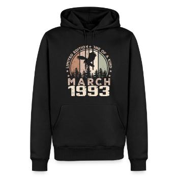 Incomparable depuis mars 1993, 31e Anniversaire - Sweat à capuche Premium bio Homme - noir - Devant - Nico (187cm)