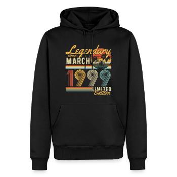 Légendaire depuis mars 1999 Vintage Birthday - Sweat à capuche Premium bio Homme - noir - Devant - Nico (187cm)