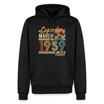 Legendary since March 1959 Vintage Birthday - Men’s Premium Organic Hoodie - black - Front - Nico (187cm)