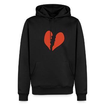 gebrochenes Herz Symbol - Männer Premium Bio Hoodie - Schwarz - Vorne - Nico (187cm)