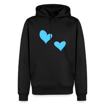 zwei Herzen Herz Symbol Liebe blau - Männer Premium Bio Hoodie - Schwarz - Vorne - Nico (187cm)