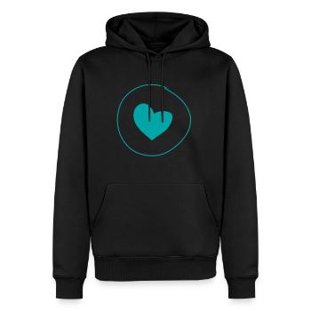 Coeur, Cercle, Symbole, Forme, Amour, Bleu - Sweat à capuche Premium bio Homme - noir - Devant - Nico (187cm)