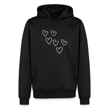 Six Coeurs Motif Coeur Symbole Amour - Sweat à capuche Premium bio Homme - noir - Devant - Nico (187cm)