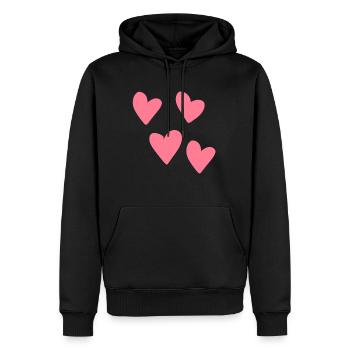rosa herzen herz muster symbol liebe - Männer Premium Bio Hoodie - Schwarz - Vorne - Nico (187cm)