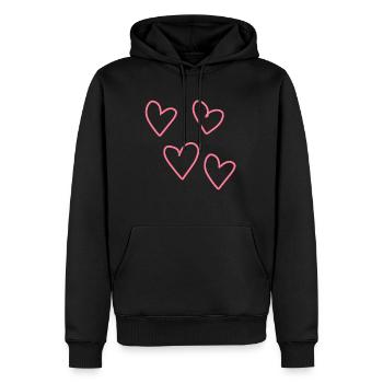 vier rosa herzen herz muster symbol liebe - Männer Premium Bio Hoodie - Schwarz - Vorne - Nico (187cm)