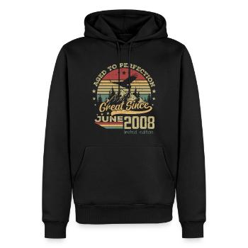16 years old Aged to Perfection born in June 2008 - Men’s Premium Organic Hoodie - black - Front - Nico (187cm)