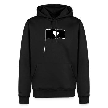 Drapeau Coeur Amour Symbole Forme - Sweat à capuche Premium bio Homme - noir - Devant - Nico (187cm)