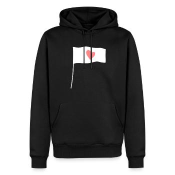 Symbole Drapeau Forme Coeur Rose - Sweat à capuche Premium bio Homme - noir - Devant - Nico (187cm)
