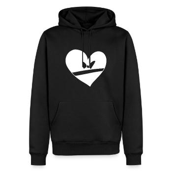 Symbole Coeur Love Loop Line - Sweat à capuche Premium bio Homme - noir - Devant - Nico (187cm)