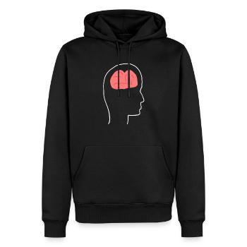 Profil de la tête Personnes Côté Cerveau Forme - Sweat à capuche Premium bio Homme - noir - Devant - Nico (187cm)