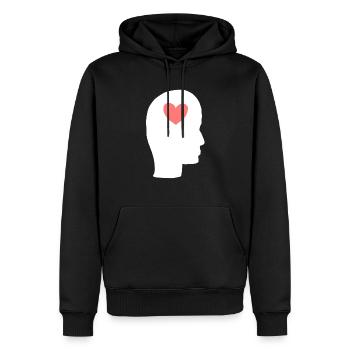Profil de la tête Personnes Côté Symbole Coeur - Sweat à capuche Premium bio Homme - noir - Devant - Nico (187cm)