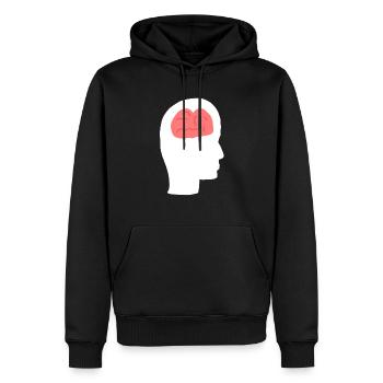 Profil de la tête Humain Côté Cerveau - Sweat à capuche Premium bio Homme - noir - Devant - Nico (187cm)