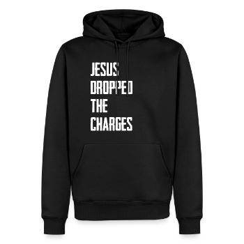 Jesus Dropped The Charges - Männer Premium Bio Hoodie - Schwarz - Vorne - Nico (187cm)