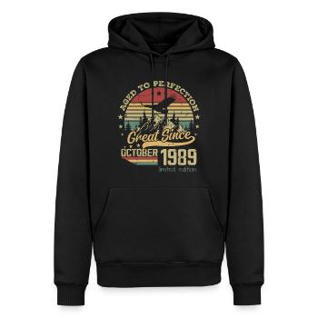 35 years Old Aged to Perfection born: October 1989 - Men’s Premium Organic Hoodie - black - Front - Nico (187cm)