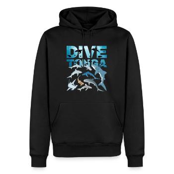PLONGÉE Tonga Shark Species Requin tigre Requin baleine Requin bleu - Sweat à capuche Premium bio Homme - noir - Devant - Nico (187cm)