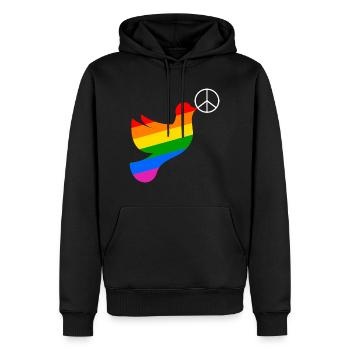 Friedenstaube Regenbogenfahne Peace - Männer Premium Bio Hoodie - Schwarz - Vorne - Nico (187cm)