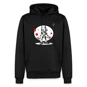 FREUDVOLLE ZUKUNFT - Männer Premium Bio Hoodie - Schwarz - Vorne - Nico (187cm)
