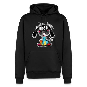 Chien coloré - Sweat à capuche Premium bio Homme - noir - Devant - Nico (187cm)