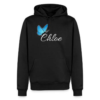 Chloe mit blauen Schmetterling LiS - Männer Premium Bio Hoodie - Schwarz - Vorne - Nico (187cm)