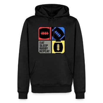 rugby rugbyspieler rugbysaison - Männer Premium Bio Hoodie - Schwarz - Vorne - Nico (187cm)