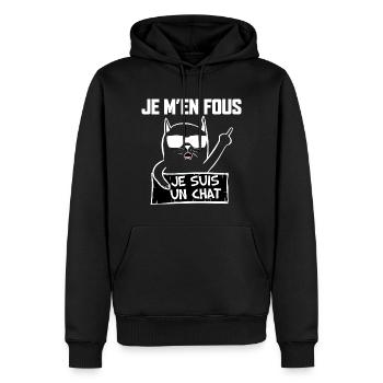 Chat De Caractère Humour Chat Drôle - Sweat à capuche Premium bio Homme - noir - Devant - Nico (187cm)