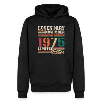 Légendaire novembre 1975 édition limitée - Sweat à capuche Premium bio Homme - noir - Devant - Nico (187cm)