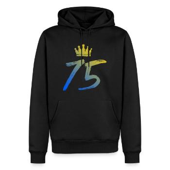 75 Zahl Krone - Männer Premium Bio Hoodie - Schwarz - Vorne - Nico (187cm)