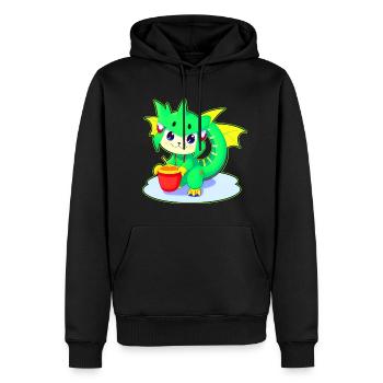 Vilain mignon vert fantaisie dragon - Sweat à capuche Premium bio Homme - noir - Devant - Nico (187cm)