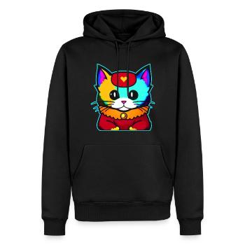 Chat mignon aux couleurs vives - Sweat à capuche Premium bio Homme - noir - Devant - Nico (187cm)