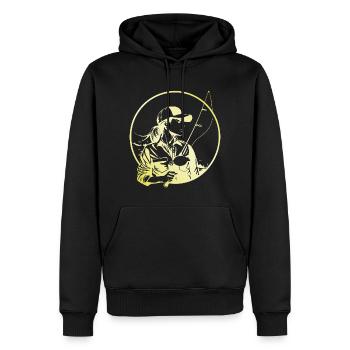 Pêcheuse Femme - Sweat à capuche Premium bio Homme - noir - Devant - Nico (187cm)