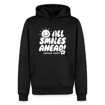 All Smiles Ahead - Men’s Premium Organic Hoodie - black - Front - Nico (187cm)