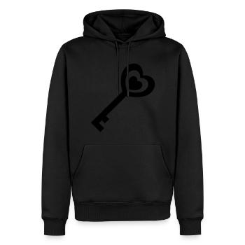 Mariage clé du cœur - Sweat à capuche Premium bio Homme - noir - Devant - Nico (187cm)