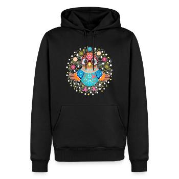hibou qui jongle - Sweat à capuche Premium bio Homme - noir - Devant - Nico (187cm)