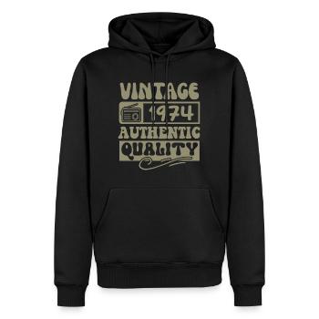Authentisch 1974 Jahrgang 1974 - Jahrgang 1974 Retro - Männer Premium Bio Hoodie - Schwarz - Vorne - Nico (187cm)