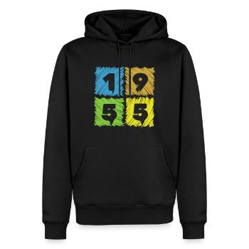 70th Birthday Andy's Patches 1955 - Men’s Premium Organic Hoodie - black - Front - Nico (187cm)