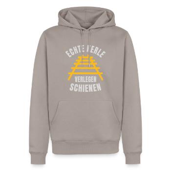 Echte Kerle verlegen Schienen Gleise - Männer Premium Bio Hoodie - Taupe - Vorne - Nico (187cm)