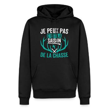 Je Peux Pas C'Est La Saison De La Chasse Chasseur - Sweat à capuche Premium bio Homme - noir - Devant - Nico (187cm)