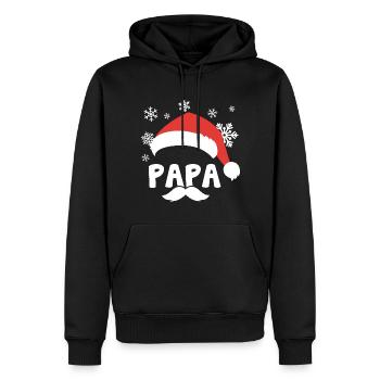 papa Noël, Noël cadeau papa - Sweat à capuche Premium bio Homme - noir - Devant - Nico (187cm)
