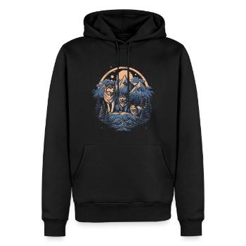 Wolf Wild Forest Animal Wolves Landscape Wolf Pack - Men’s Premium Organic Hoodie - black - Front - Nico (187cm)