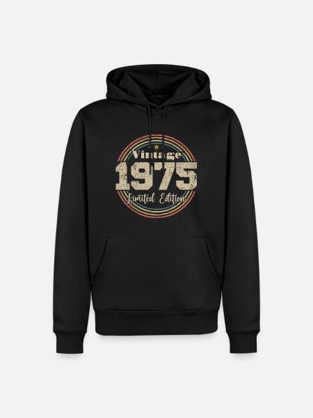 1975 Retro vintage syntymäpäivä syntynyt vuonna - 1975 - Premium luomulaatuinen miesten huppari - musta