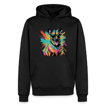 Malinois belge - Sweat à capuche Premium bio Homme - noir - Devant - Nico (187cm)