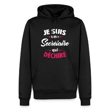 Je Suis Une Secrétaire Qui Déchire - Sweat à capuche Premium bio Homme - noir - Devant - Nico (187cm)