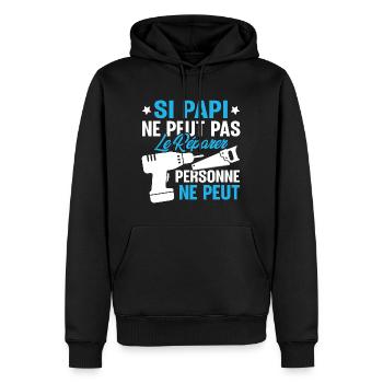 Si Papi ne peut pas le Réparer personne ne peut - Sweat à capuche Premium bio Homme - noir - Devant - Nico (187cm)