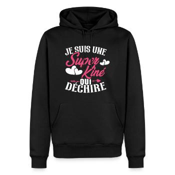 Je suis une Super kiné qui déchire - Sweat à capuche Premium bio Homme - noir - Devant - Nico (187cm)