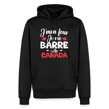 J'men fous je me barre au canada - Sweat à capuche Premium bio Homme - noir - Devant - Nico (187cm)
