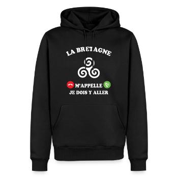 La bretagne m'appelle humour breton homme - Sweat à capuche Premium bio Homme - noir - Devant - Nico (187cm)