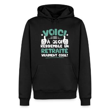 Voici à quoi ressemble un Retraité vraiment cool - Sweat à capuche Premium bio Homme - noir - Devant - Nico (187cm)