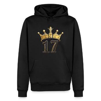 17 Zahl Krone - Männer Premium Bio Hoodie - Schwarz - Vorne - Nico (187cm)
