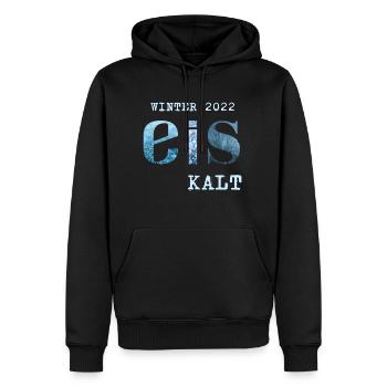 WINTER 2022 - EIS KALT - Männer Premium Bio Hoodie - Schwarz - Vorne - Nico (187cm)