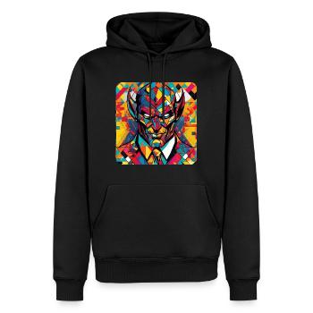 Démon coloré avec costume et cravate dans un style rétro - Sweat à capuche Premium bio Homme - noir - Devant - Nico (187cm)